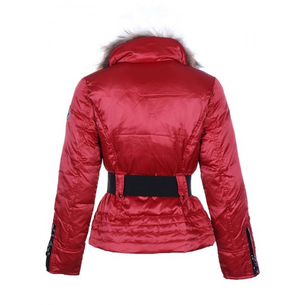 Moncler Breve rosso collo di pelliccia delle Donna di modo cappotti Presa